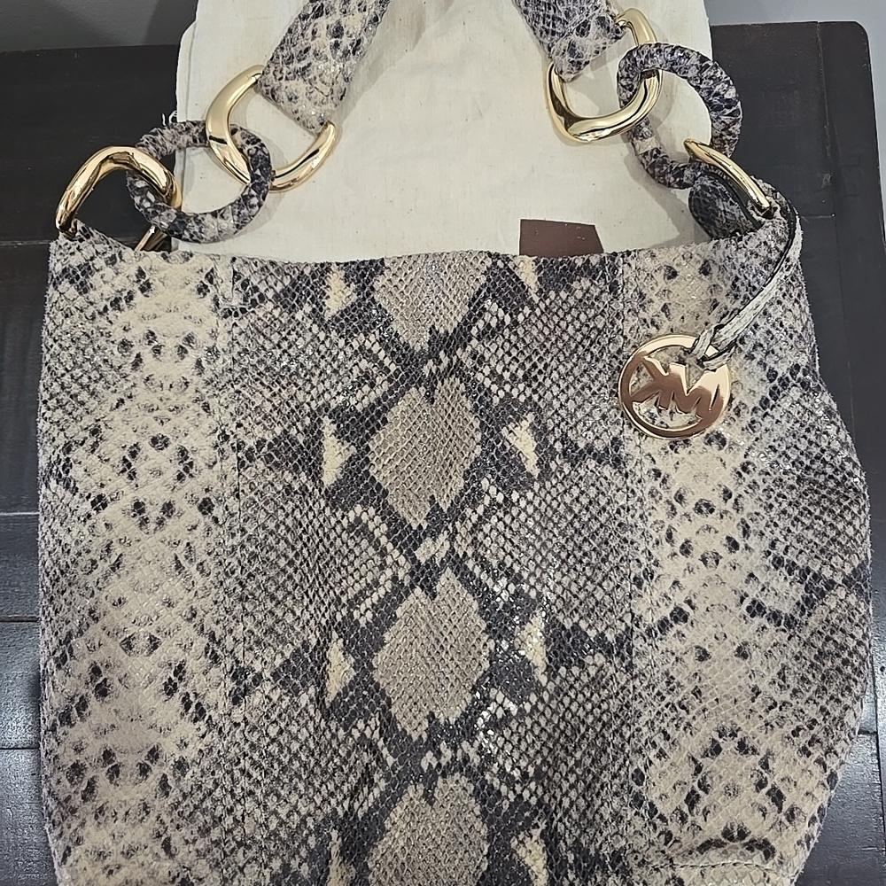 Michael Kors python print hobo bag, featuring gol… - image 1